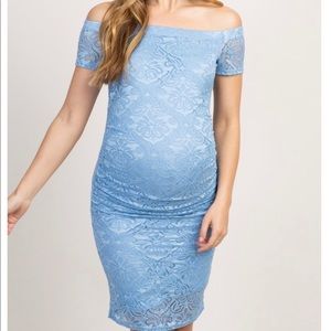Lace Off The Shoulder Maternity Dress